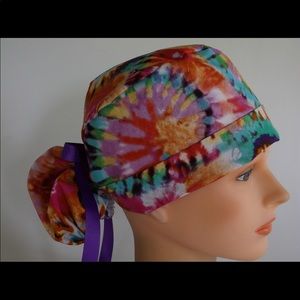 Surgical Scrub Cap Adjustable Ponytail Handmade